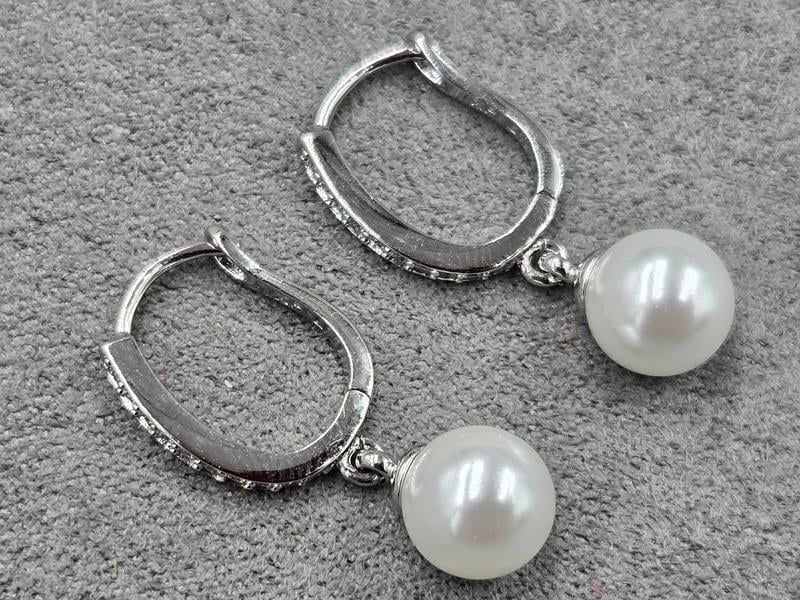 Сережки Xuping 8 мм висота 27 мм родій