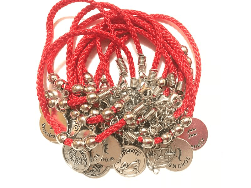 Красная нить браслет 12шт *знаки зодиака*