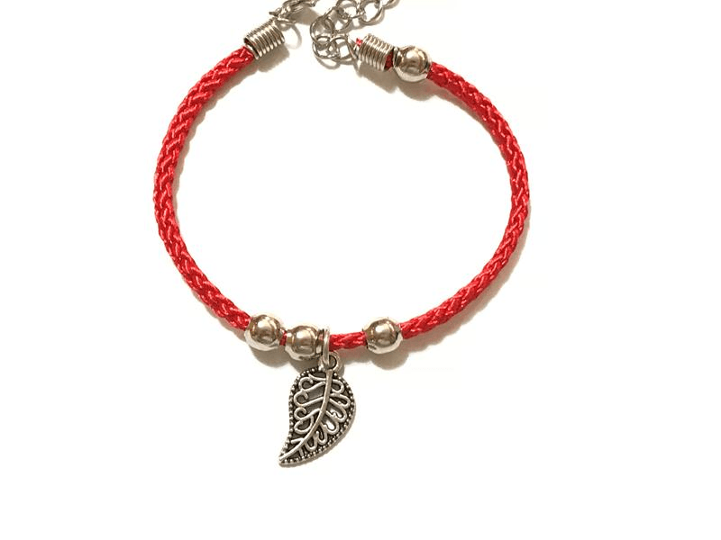 Красная нить браслет 10шт *листочек*