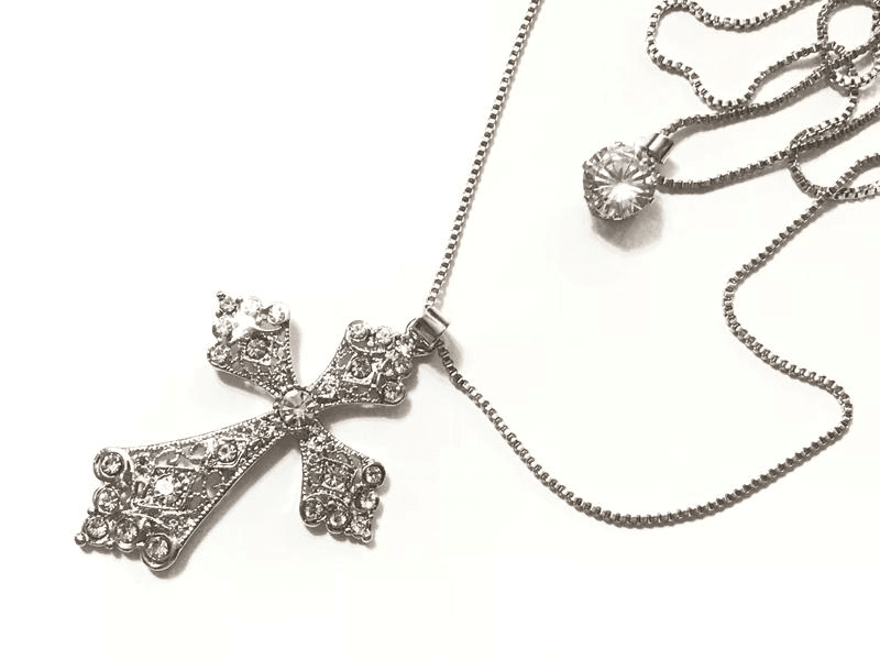 Кулон 2-ой 60см + 70см цвет серебро