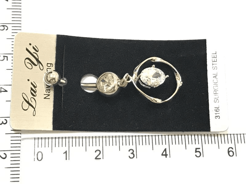 Пирсинг с фианитами (нержавеющая сталь) цвет серебро