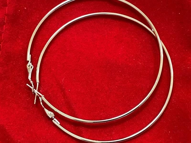 Серьги кольца 7 см цвет серебро