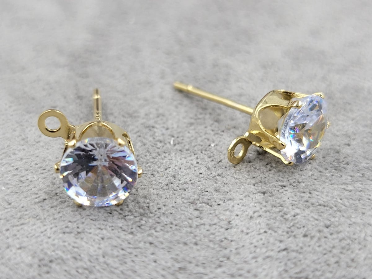 Швенза гвоздик с фианитом 6 мм цвет лимонное золото (гиппоаллергенный сплав)