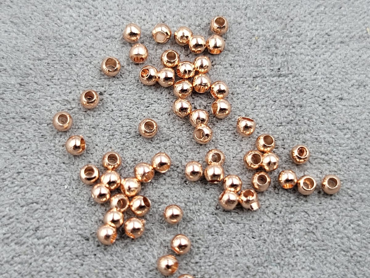 Бусини куля 2 мм 100 штук колір рожеве золото (гіпоалергений сплав)