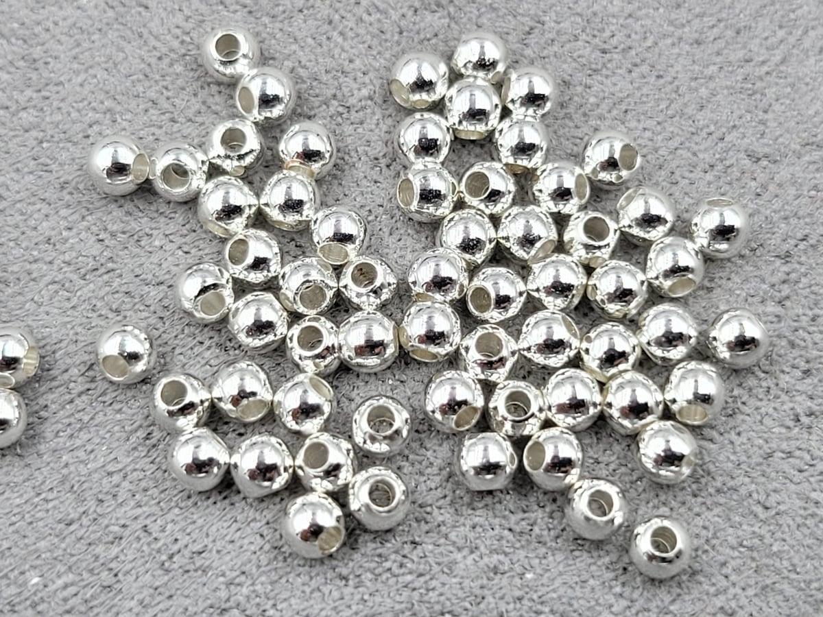 Бусини куля 3 мм 100 штук колір срібло (гіпоалергений сплав)