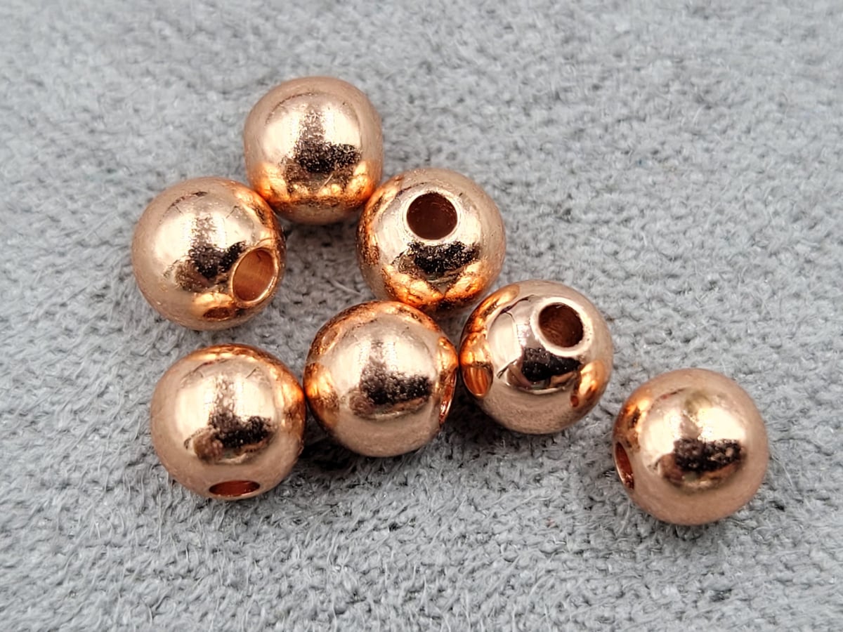 Бусини куля 5 мм 50 штук колір рожеве золото (гіпоалергений сплав)