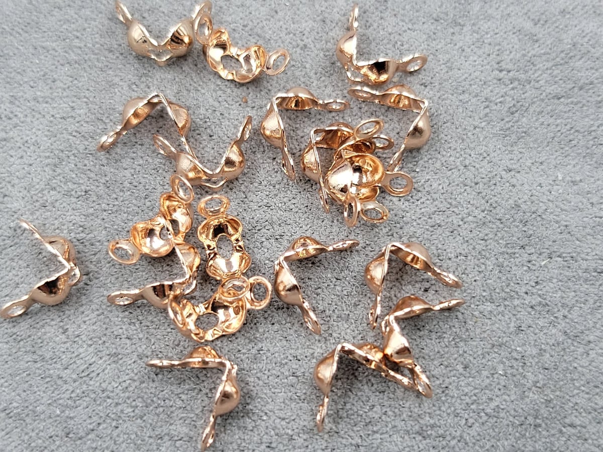 Зажим на леску 4 мм 20 шт колір рожеве золото (колоти) (гіпоалергений сплав)