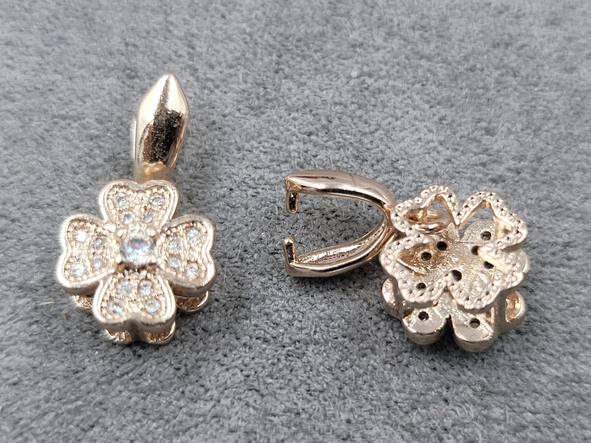 Держатель 8,3 мм цвет золото с фианитами гиппоаллергенный сплав