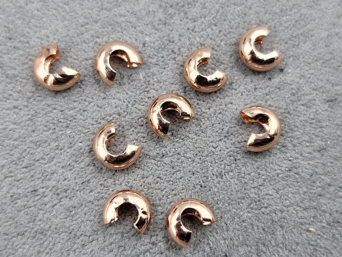Крімпи 5 мм 10 шт колір рожеве золото (гипоалергений сплав)