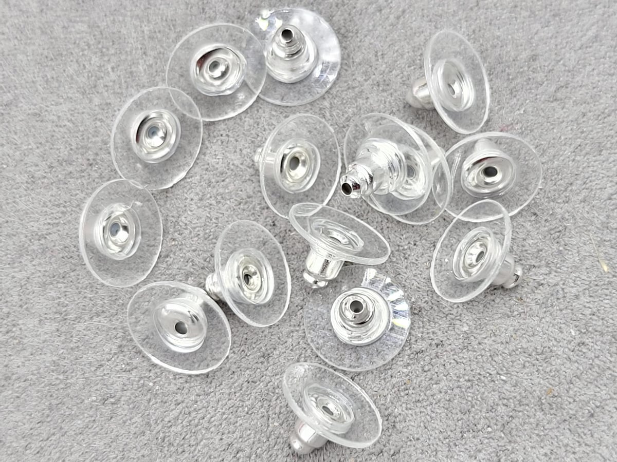 Заглушки для сережек 100 штук цвет серебро