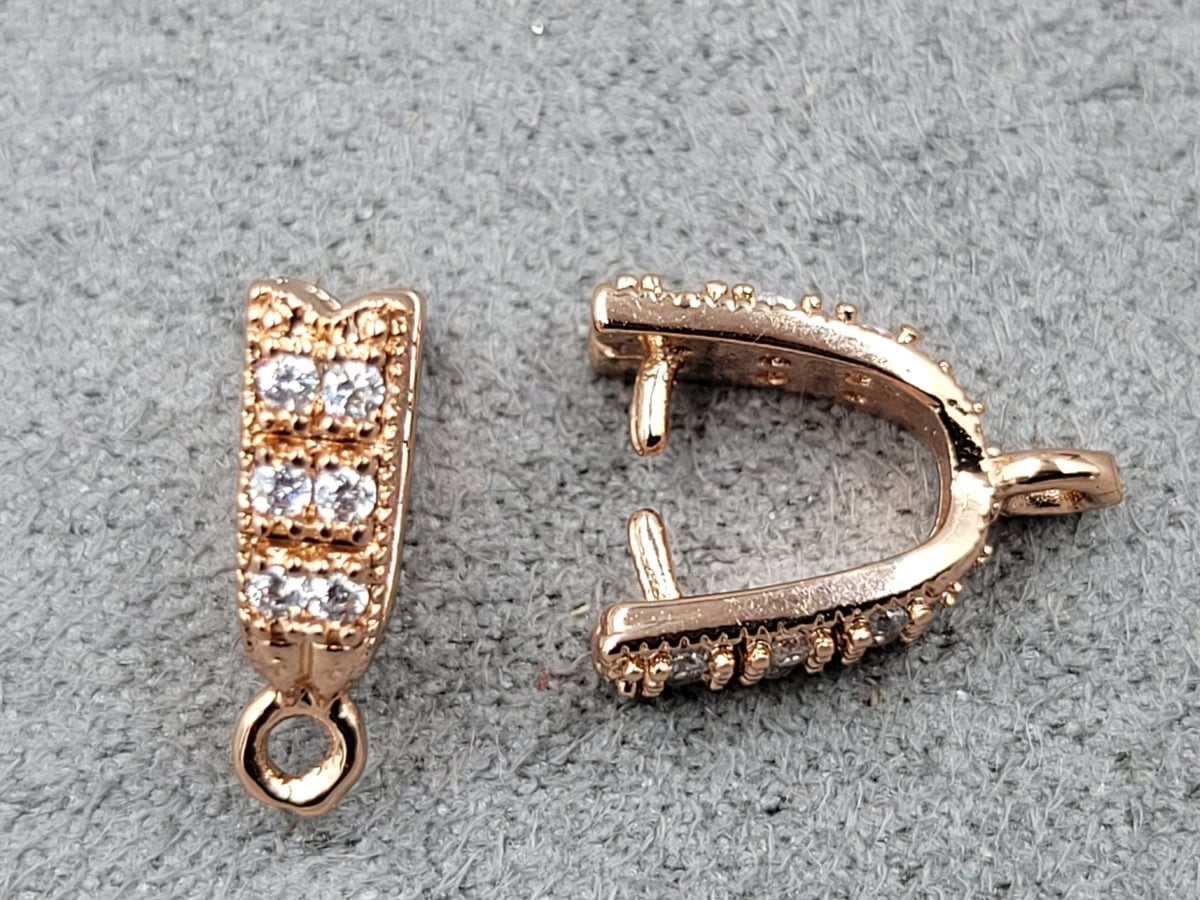 Держатель 3,7*12,3 мм колір рожеве золото (гіпоалергений сплав)