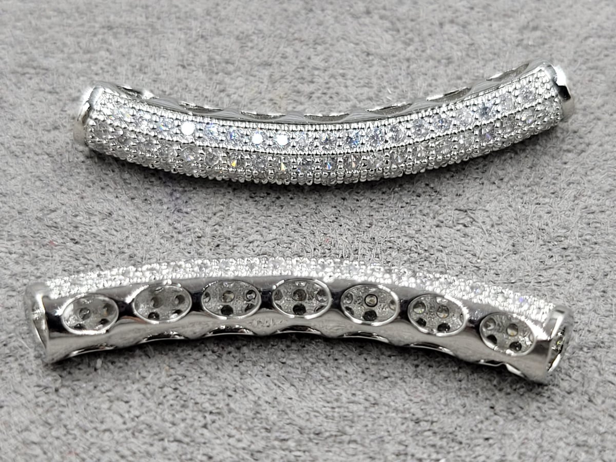 Бусина трубочка 31*5 мм родій(гіпоалергений сплав)