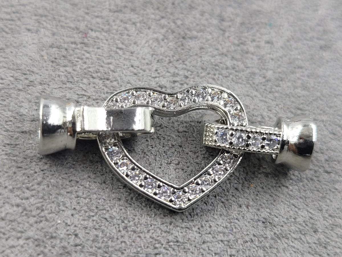 Замок з фіанітами 14*30 мм родій гіпоалергений сплав