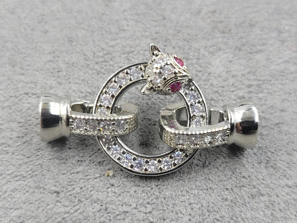 Замок з фіанітами 14*28 мм родій гіпоалергений сплав