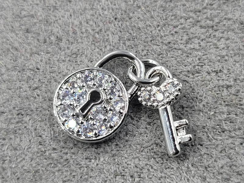 Підвіска замок 11,5*7,8+ключ 5*9,6 мм родій (гіпоалергений сплав)