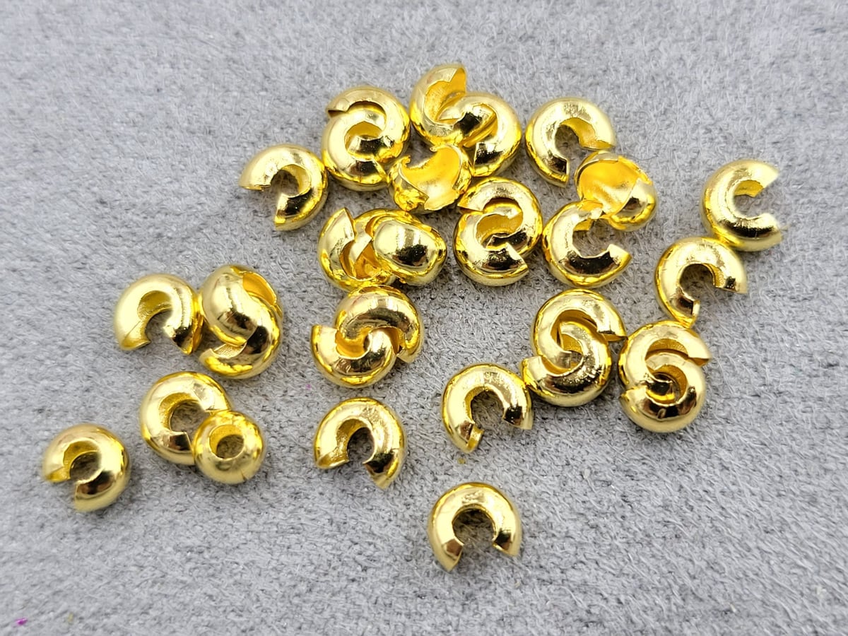 Крімпи 100 шт металічні колір лимоне золото