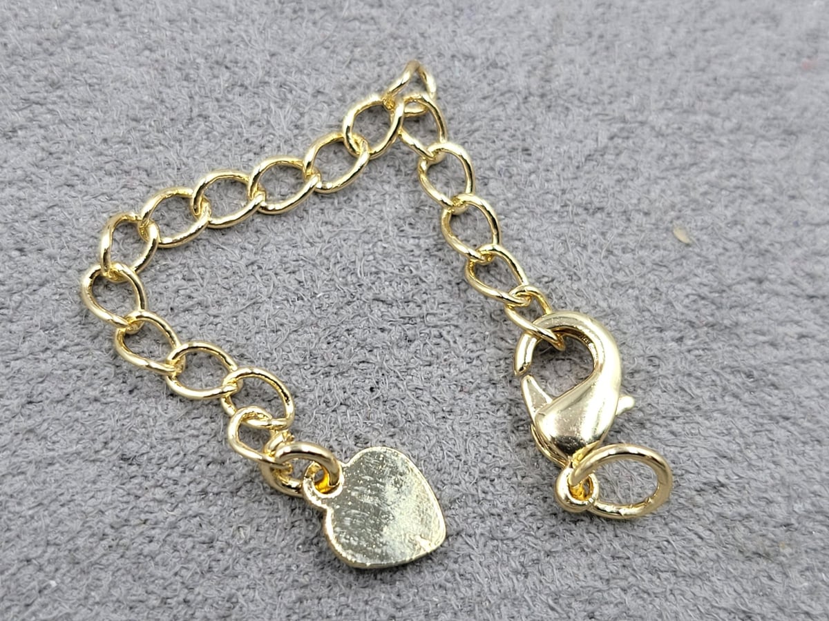 Замок 10 мм колір золото з підвіскою плоске серце (гіпоалергенний сплав)