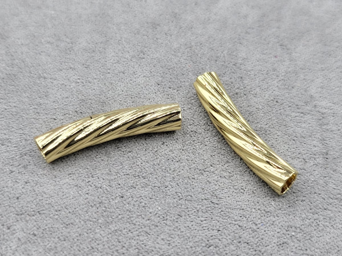 Бусина трубочка 5*30 мм колір лимоне золото (гіпоалергений сплав)