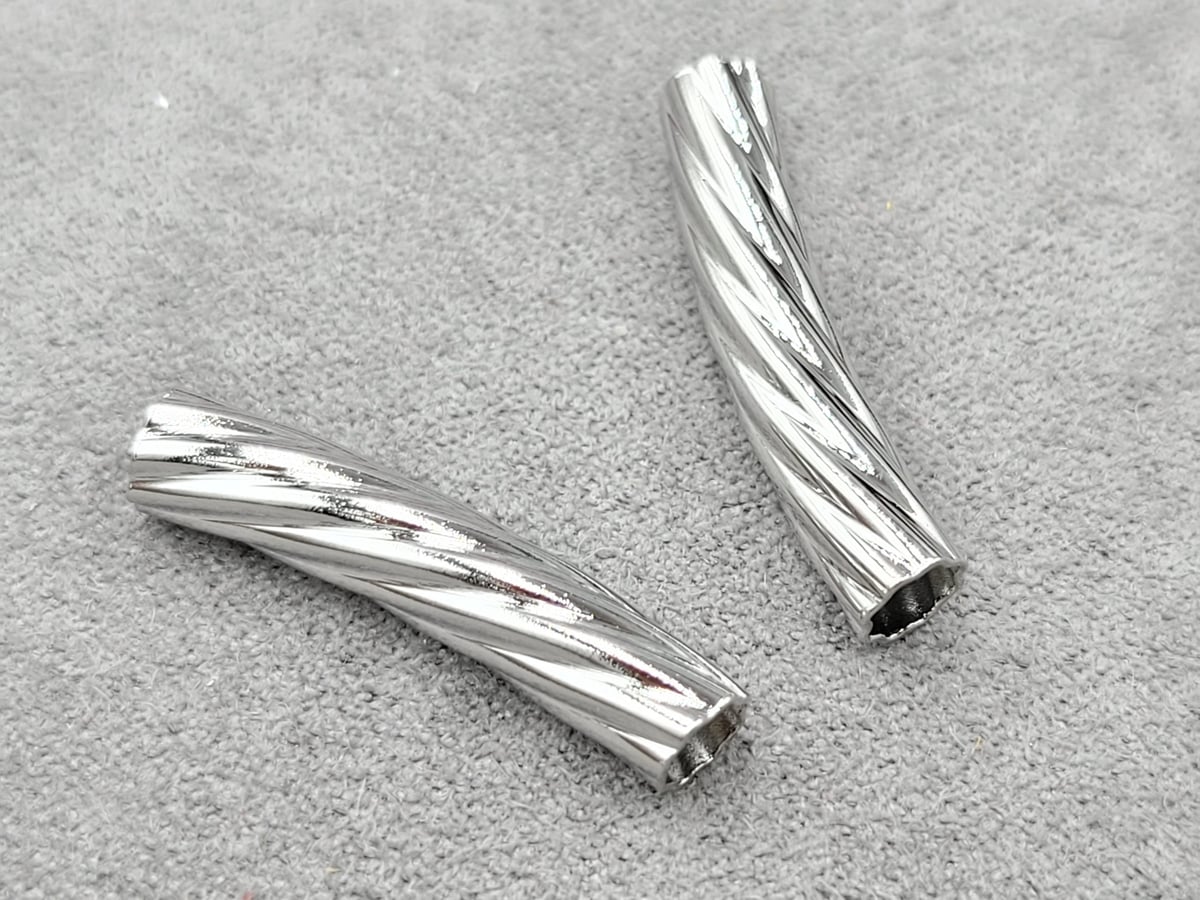 Бусина трубочка 5*30 мм родій(гіпоалергений сплав)