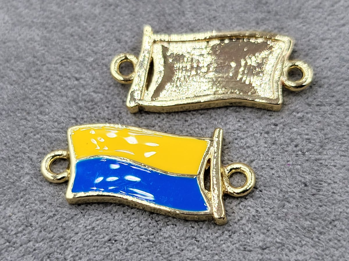 Конектор *прапор України* 10*21 мм колір золото (гіпоалергений сплав)