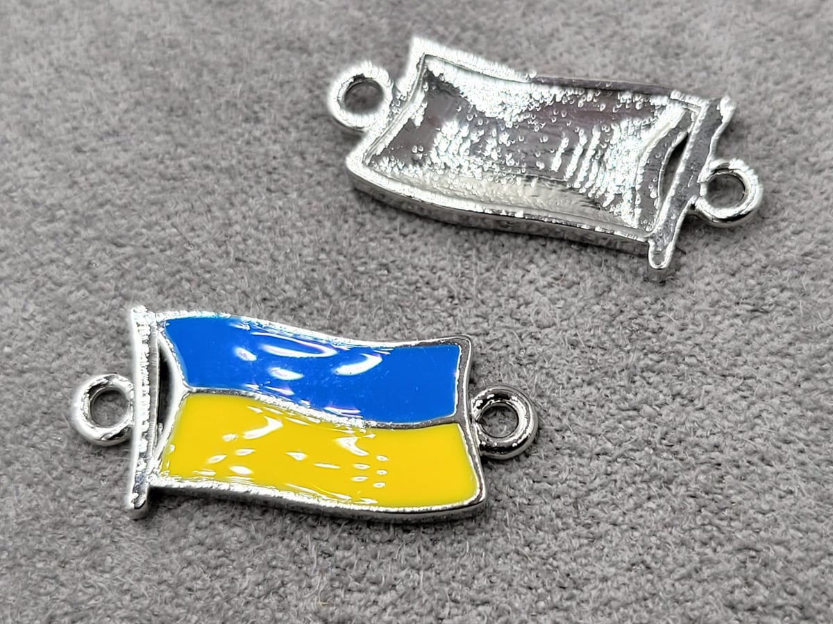 Конектор *прапор України* 10*21 мм родій (гіпоалергений сплав)