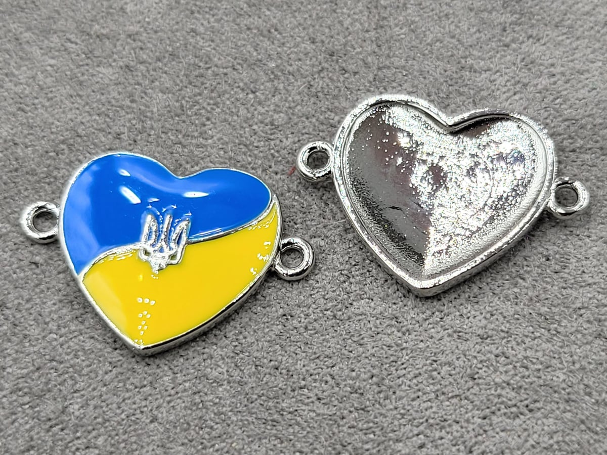 Конектор *серце України* 16*22 мм родій (гіпоалергений сплав)