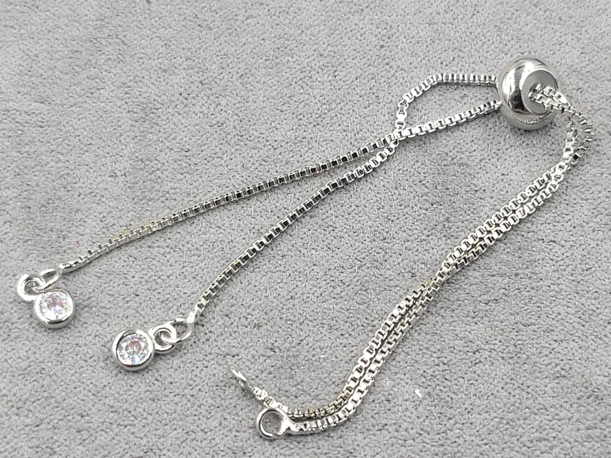 Основа для браслета колір сталь с фіанітами (гіпоалергений сплав)