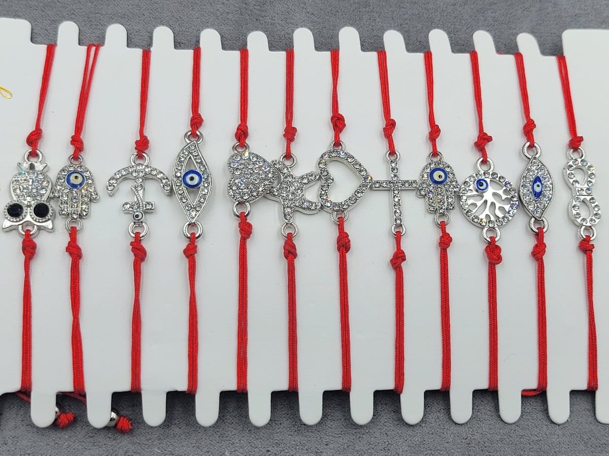 Браслети 12 шт червона нитка мікс колір срібло