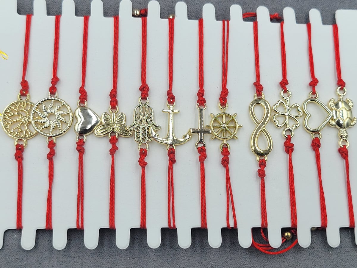 Браслети 12 шт червона нитка мікс колір золото