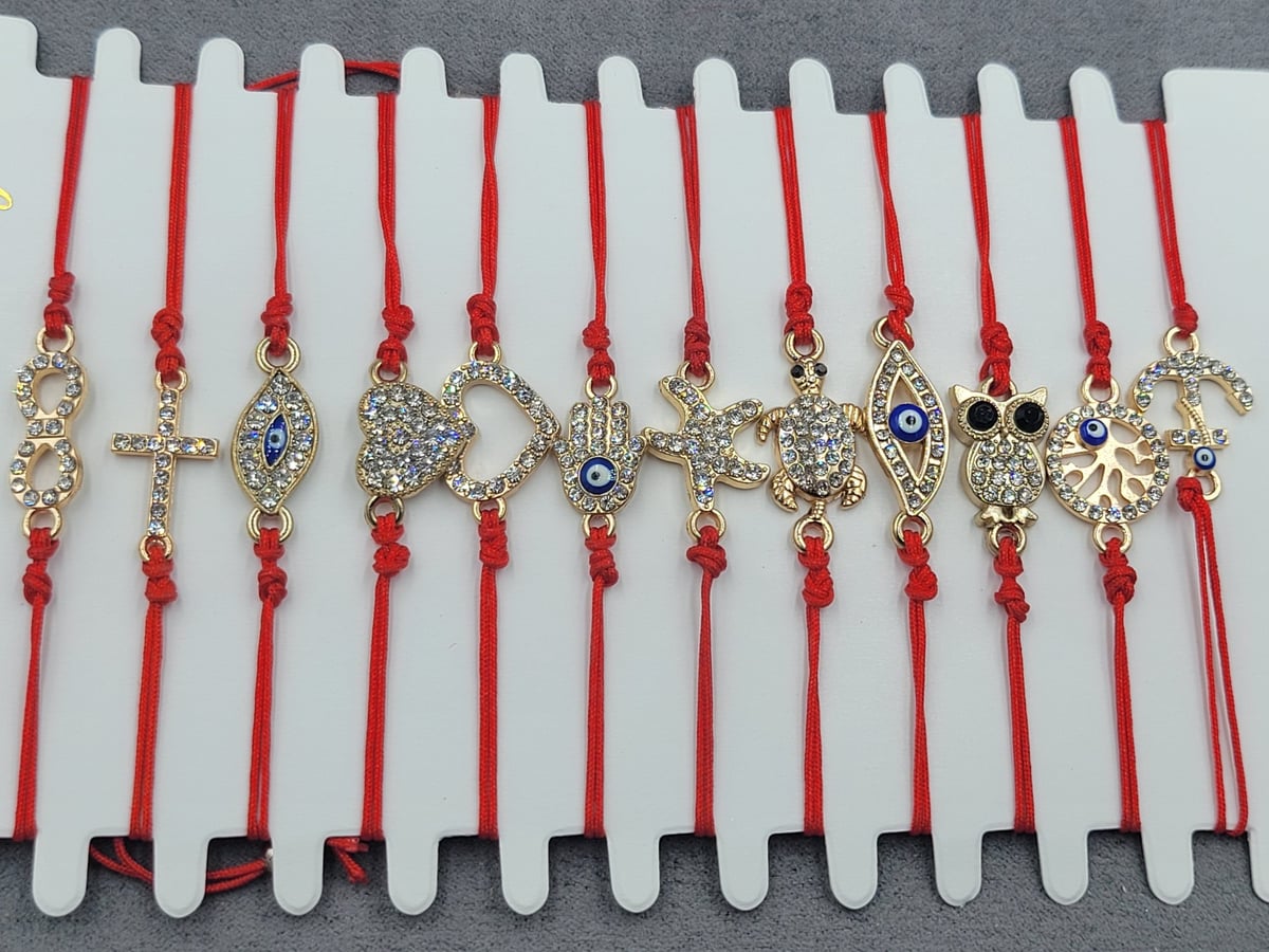 Браслети 12 шт червона нитка мікс колір золото