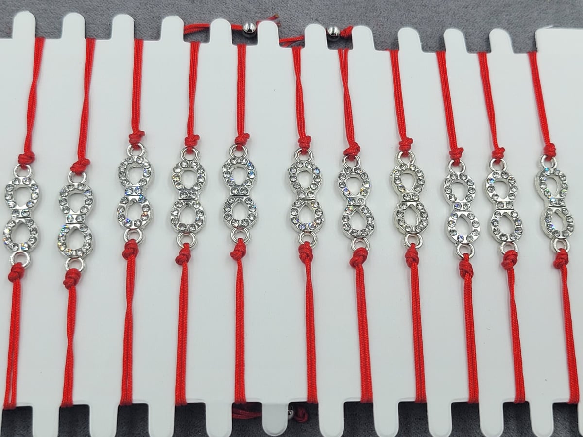 Браслети 12 шт червона нитка безкінечність колір срібло