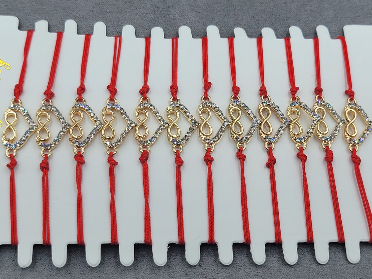 Браслети 12 шт червона нитка серце з безкінечністю колір золото