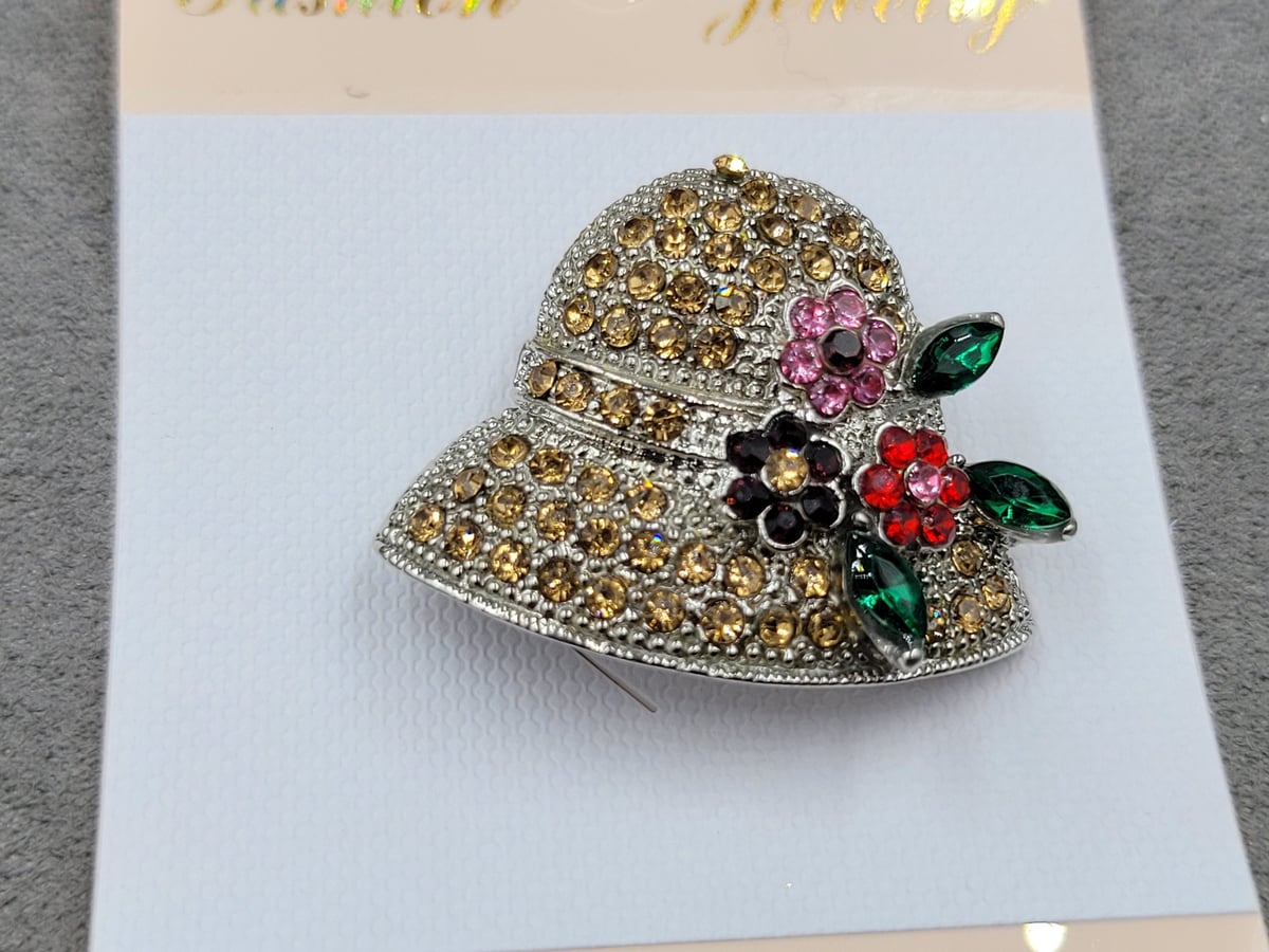 Брошь *капелюх* 3,4*2,7 см колір срібло