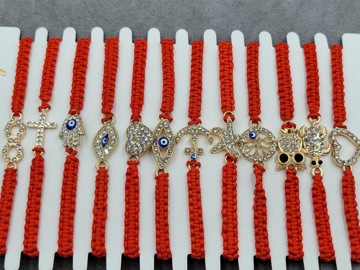 Браслети 12 шт плетена червона нитка мікс колір золото