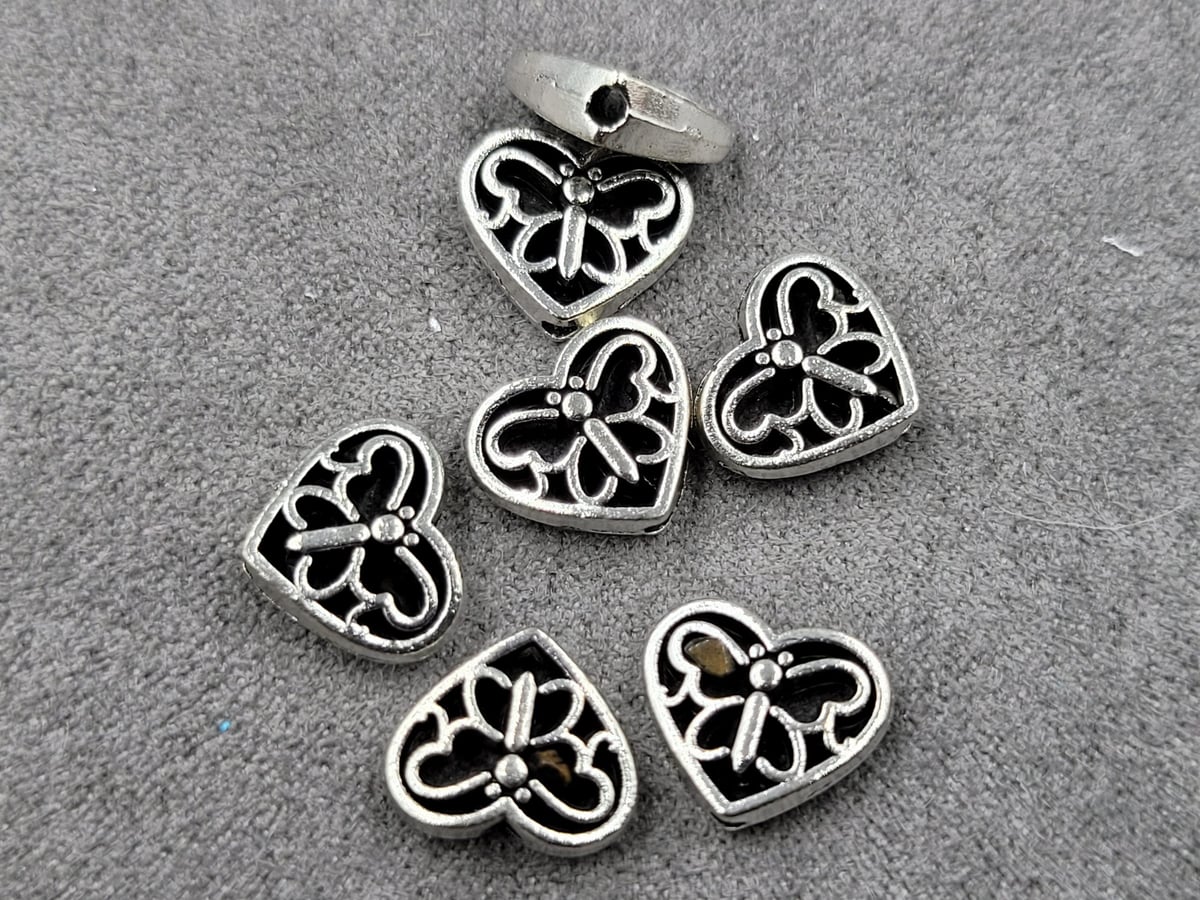 Бусина серце 10*12 мм 23 шт металічна