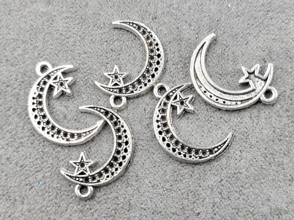 Підвіска полумісяць с зіркою 11*17 мм 48 шт металічна