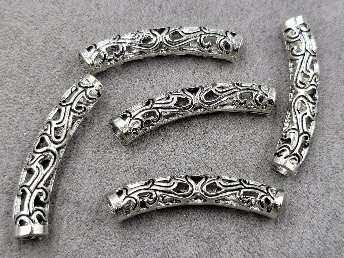 Бусина трубочка 6*34 мм 10 шт металічна