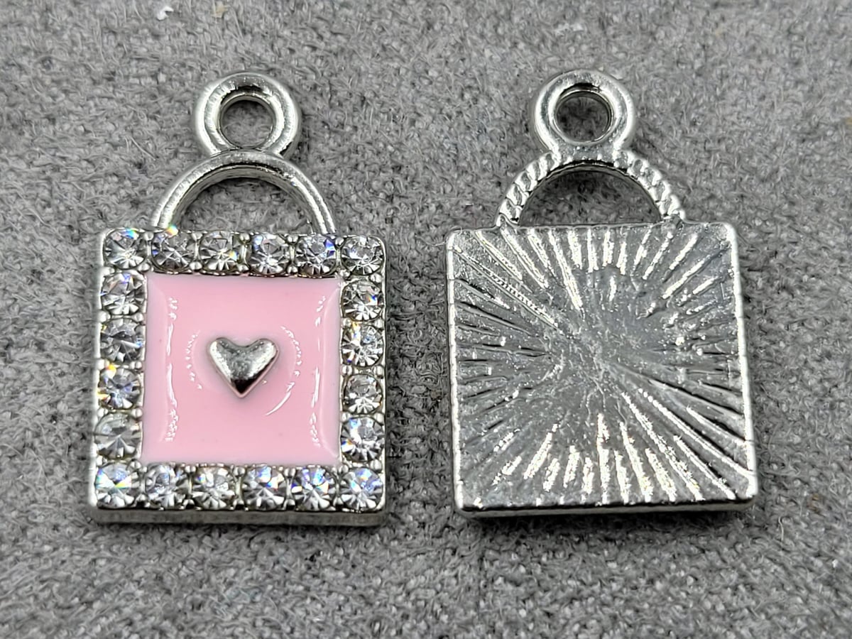 Підвіска замок 11*18 мм рожева емальована