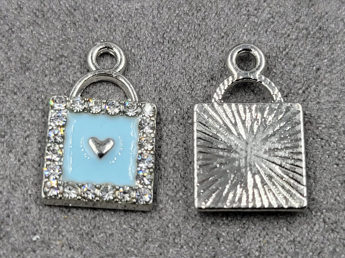 Підвіска замок 11*28 мм блакитний емальований