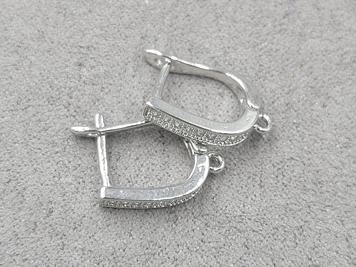 Швенза з фіанітами 12*15 мм т. 3 мм родій (гіпоалергений сплав)