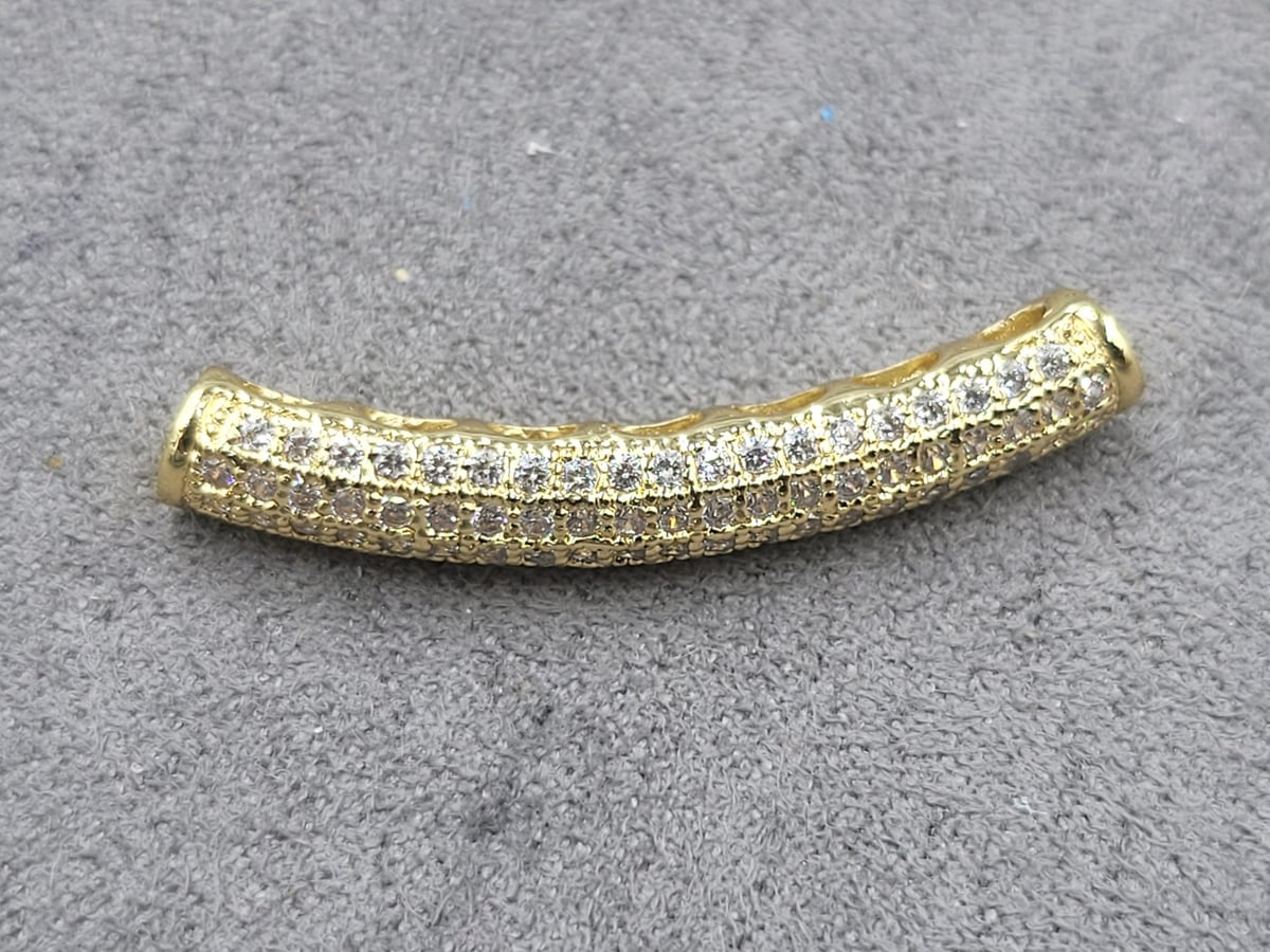 Бусина трубочка 31*5 мм колір лимоне золото (гіпоалергений сплав)