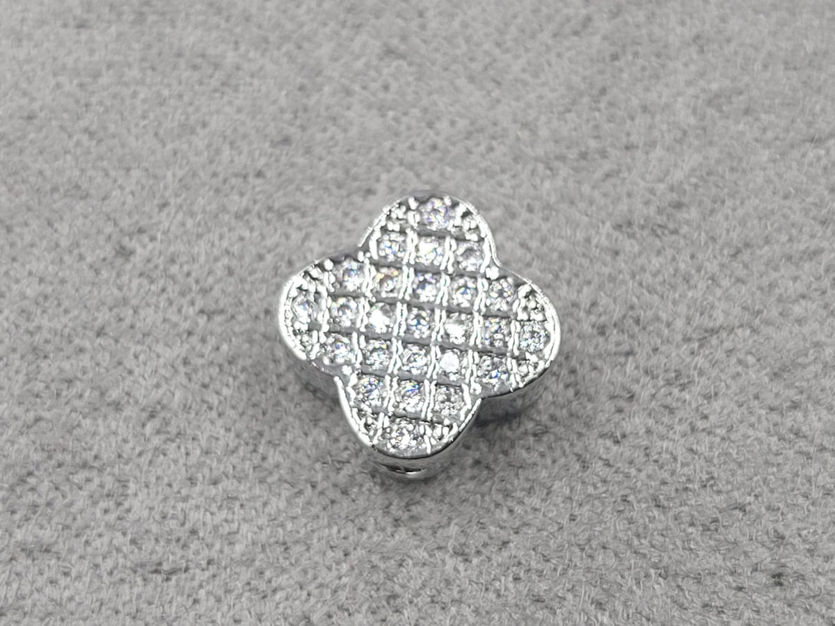 Бусина конюшина 10 мм родій (гіпоалергений сплав)