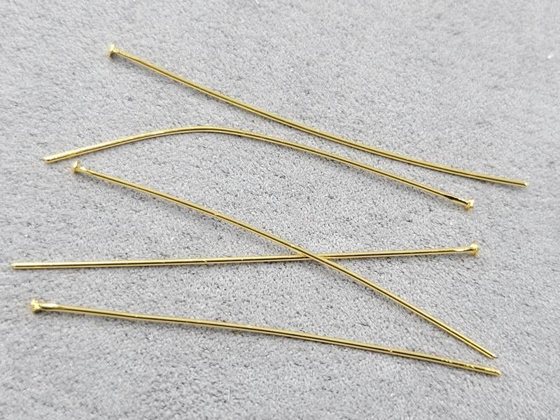 Гвоздики 5 см основа 1,6 мм 10 шт колір лимоне золото (гіпоалергений сплав)