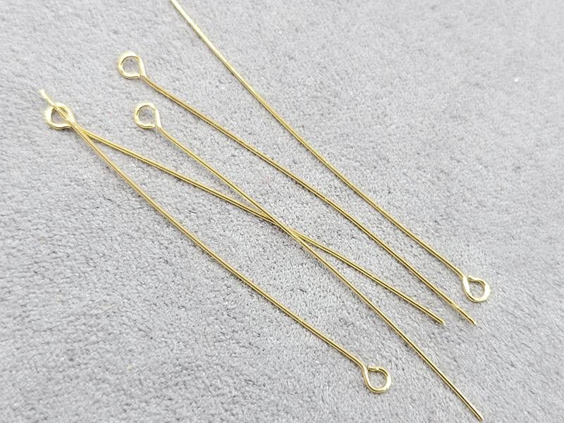 Гвоздики з колечком 5 см 10 штук колір лимонне золото (гіпоалергений сплав)