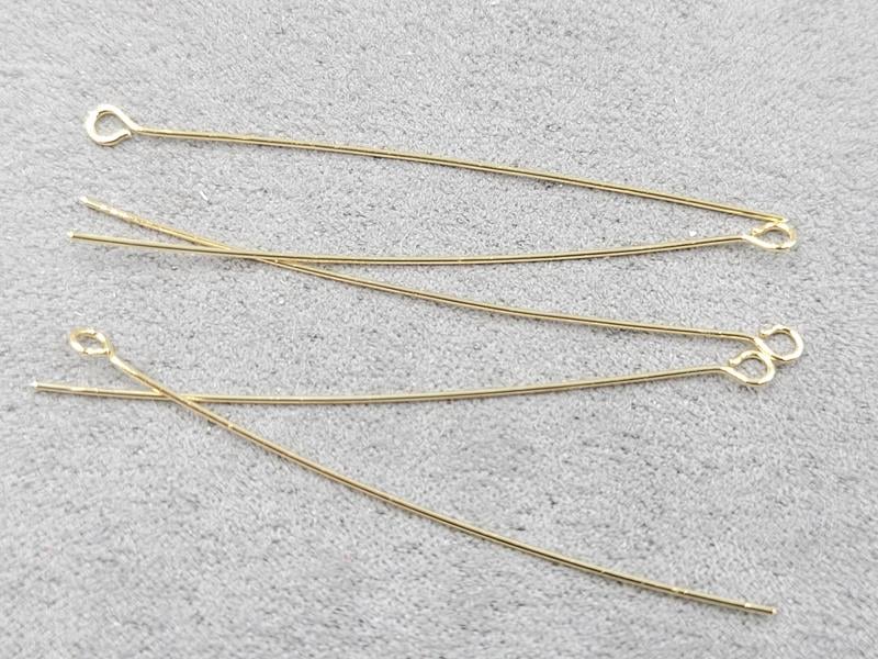 Гвоздики з колечком 5 см 10 штук колір золото (гіпоалергений сплав)