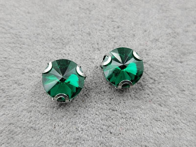 Страз в цапах 8 мм (скло) бірюзовий