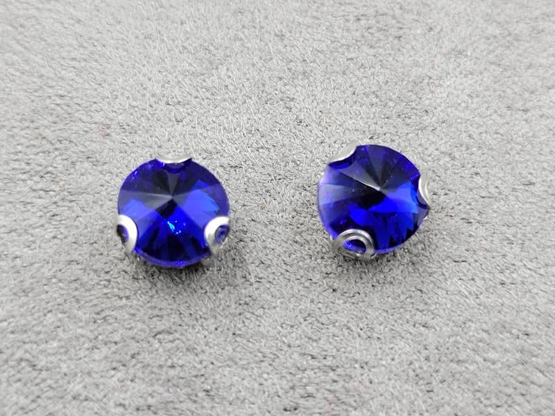 Страз в цапах 8 мм (скло) синій