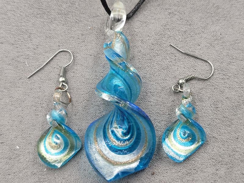 Комплект кулон 25*66 мм + сережки 15*28 мм