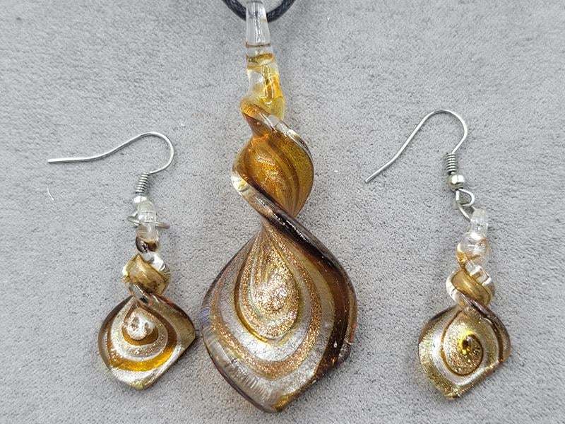 Комплект кулон 25*66 мм + сережки 15*28 мм