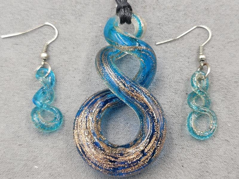 Комплект кулон 35*67 мм + сережки 12*26 мм